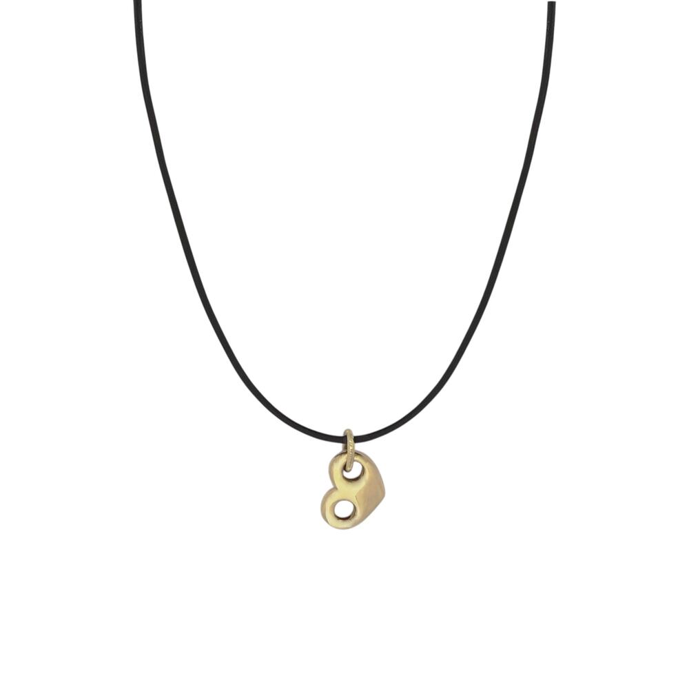 ZOE CHICCO 14k Gold Large Mariner Heart Leather Cord Necklace